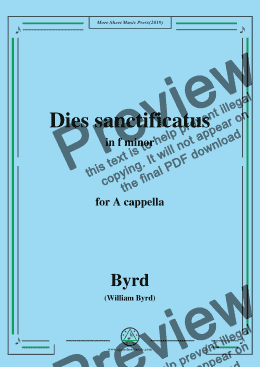 page one of Byrd-Dies sanctificatus,in f minor,for A cappella