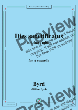 page one of Byrd-Dies sanctificatus,in c sharp minor,for A cappella