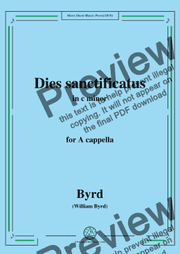 page one of Byrd-Dies sanctificatus,in c minor,for A cappella