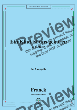 page one of Franck-Ein Kind ist uns geboren,in G Major,for A cappella