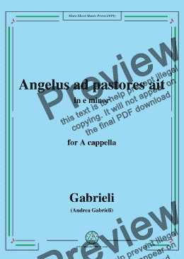 page one of Gabrieli-Angelus ad pastores ait,in e minor,for A cappella