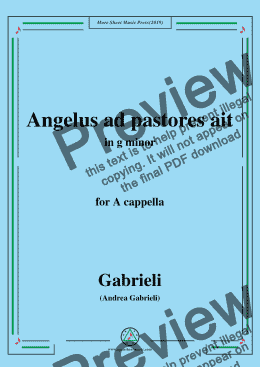 page one of Gabrieli-Angelus ad pastores ait,in g minor,for A cappella