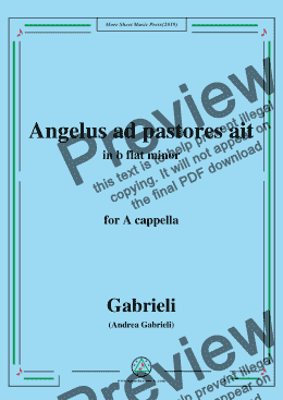 page one of Gabrieli-Angelus ad pastores ait,in b flat minor,for A cappella