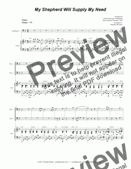 page one of My Shepherd Will Supply My Need (Trombone Duet)