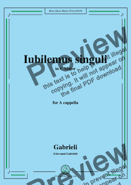 page one of Gabrieli,Giovanni-Iubilemus singuli,in C Major,for A cappella