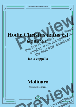 page one of Molinaro-Hodie Christus natus est,in G flat Major,for A cappella