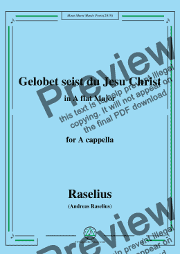 page one of Raselius-Gelobet seist du Jesu Christ,in A flat Major,for A cappella