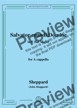 page one of Sheppard-Salvator mundi,Domine,in E flat Major,for A cappella