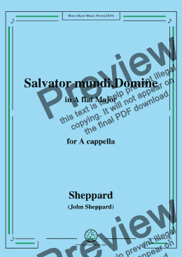 page one of Sheppard-Salvator mundi,Domine,in A flat Major,for A cappella