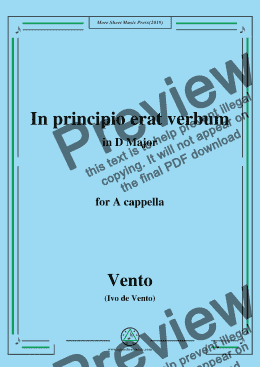 page one of Vento-In principio erat verbum,in D Major,for A cappella