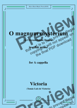 page one of Victoria-O magnum mysterium,in e flat minor,for A cappella