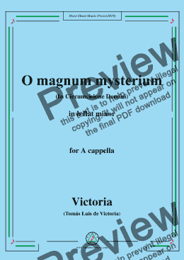 page one of Victoria-O magnum mysterium,in b flat minor,for A cappella