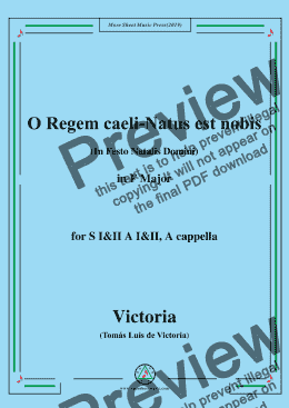 page one of Victoria-O Regem caeli-Natus est nobis,in F Major,for SI&II AI&II,A cappella