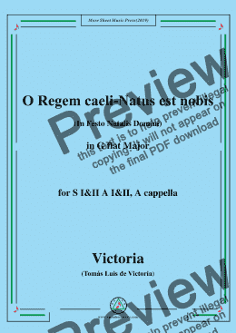 page one of Victoria-O Regem caeli-Natus est nobis,in G flat Major,for SI&II AI&II,A cappella