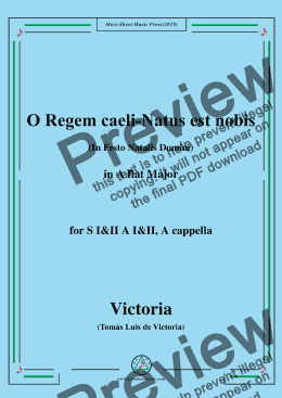 page one of Victoria-O Regem caeli-Natus est nobis,in A flat Major,for SI&II AI&II,A cappella