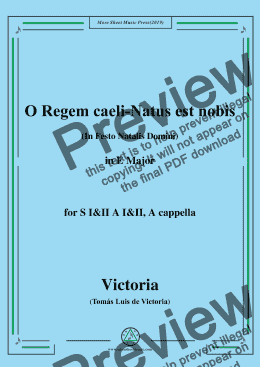 page one of Victoria-O Regem caeli-Natus est nobis,in E Major,for SI&II AI&II,A cappella