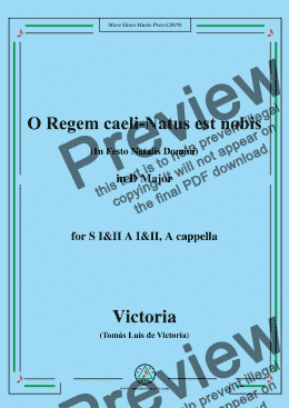 page one of Victoria-O Regem caeli-Natus est nobis,in D Major,for SI&II AI&II,A cappella