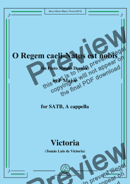 page one of Victoria-O Regem caeli-Natus est nobis,in F Major,for SATB,A cappella