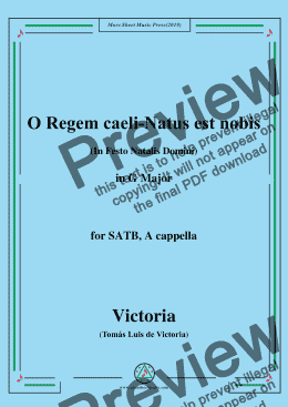 page one of Victoria-O Regem caeli-Natus est nobis,in G Major,for SATB,A cappella