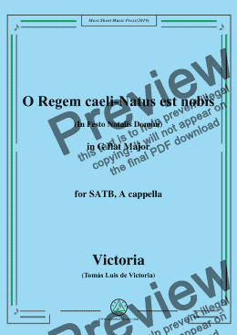 page one of Victoria-O Regem caeli-Natus est nobis,in G flat Major,for SATB,A cappella