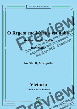 page one of Victoria-O Regem caeli-Natus est nobis,in A Major,for SATB,A cappella