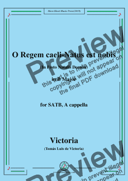 page one of Victoria-O Regem caeli-Natus est nobis,in B Major,for SATB,A cappella