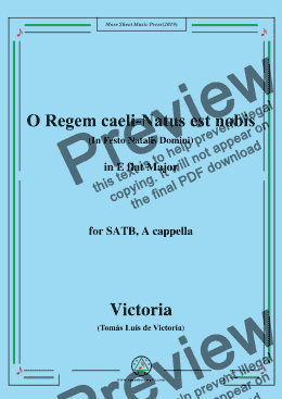 page one of Victoria-O Regem caeli-Natus est nobis,in E flat Major,for SATB,A cappella