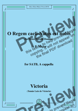 page one of Victoria-O Regem caeli-Natus est nobis,in E Major,for SATB,A cappella