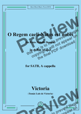 page one of Victoria-O Regem caeli-Natus est nobis,in A flat Major,for SATB,A cappella