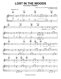 page one of Lost In The Woods (from Disney's Frozen 2) (Piano, Vocal & Guitar Chords (Right-Hand Melody))