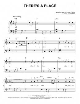 page one of There's A Place (Easy Piano)