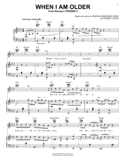 page one of When I Am Older (from Disney's Frozen 2) (Piano, Vocal & Guitar Chords (Right-Hand Melody))