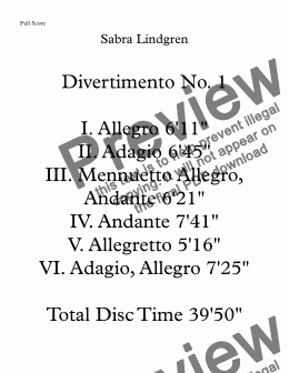 page one of Divertimento No. 1 II. Adagio