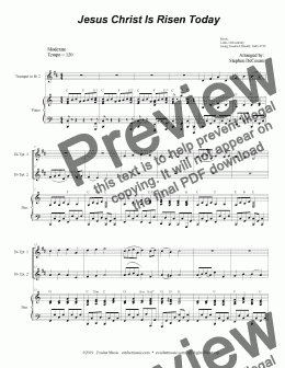 page one of Jesus Christ Is Risen Today (Duet for Bb-Trumpet)