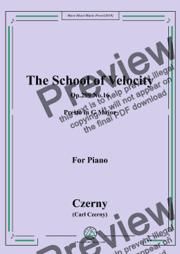 page one of Czerny-The School of Velocity,Op.299 No.16,Presto in G Major