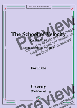 page one of Czerny-The School of Velocity,Op.299 No.17,Molto allegro in F Major