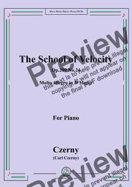 page one of Czerny-The School of Velocity,Op.299 No.24,Molto allegro in D Major