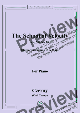 page one of Czerny-The School of Velocity,Op.299 No.35,Allegro vivacissimo in A Major