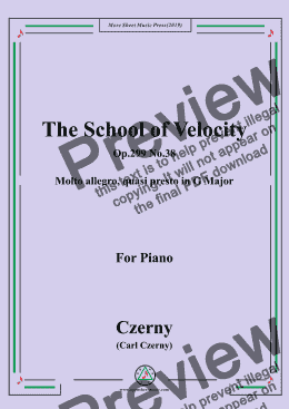 page one of Czerny-The School of Velocity,Op.299 No.38,Molto allegro, quasi presto in G Major