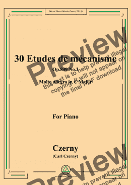 page one of Czerny-30 Etudes de mécanisme,Op.849 No.2,Molto allegro in C Major