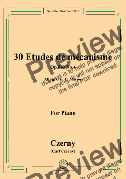 page one of Czerny-30 Etudes de mécanisme,Op.849 No.4,Allegro in C Major