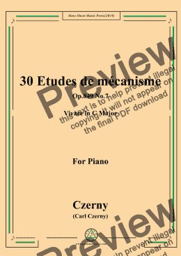 page one of Czerny-30 Etudes de mécanisme,Op.849 No.7,Vivace in C Major