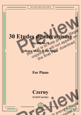 page one of Czerny-30 Etudes de mécanisme,Op.849 No.21,Allegro vivace B flat Major