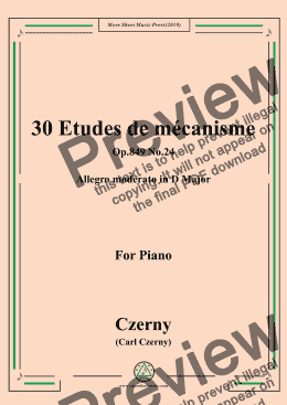 page one of Czerny-30 Etudes de mécanisme,Op.849 No.24,Allegro moderato in D Major