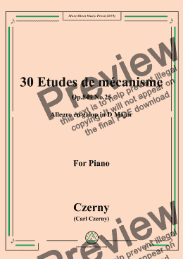 page one of Czerny-30 Etudes de mécanisme,Op.849 No.25,Allegro en galop in D Major