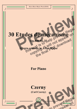 page one of Czerny-30 Etudes de mécanisme,Op.849 No.27,Allegro comodo in A flat Major