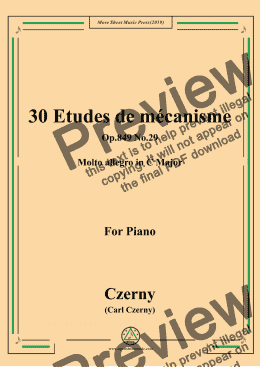 page one of Czerny-30 Etudes de mécanisme,Op.849 No.29,Molto allegro in C Major