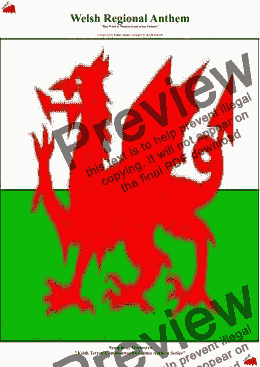 page one of Welsh Regional Anthem for Symphony Orchestra (Commonwealth Games Anthem Series) 