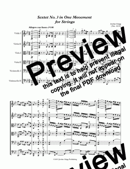 page one of Sextet No. 3 in One Movement for Strings - Score and parts