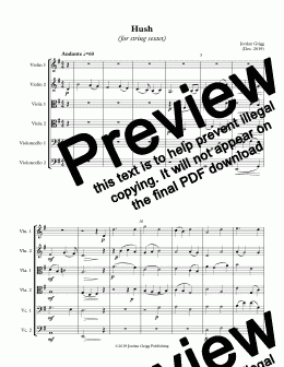 page one of Hush (for string sextet) - Score and parts